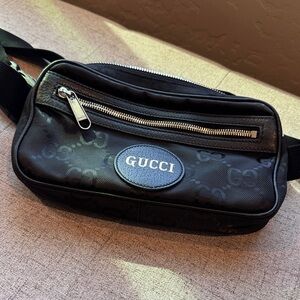 Gucci Black Belt Bag with Silver Accents